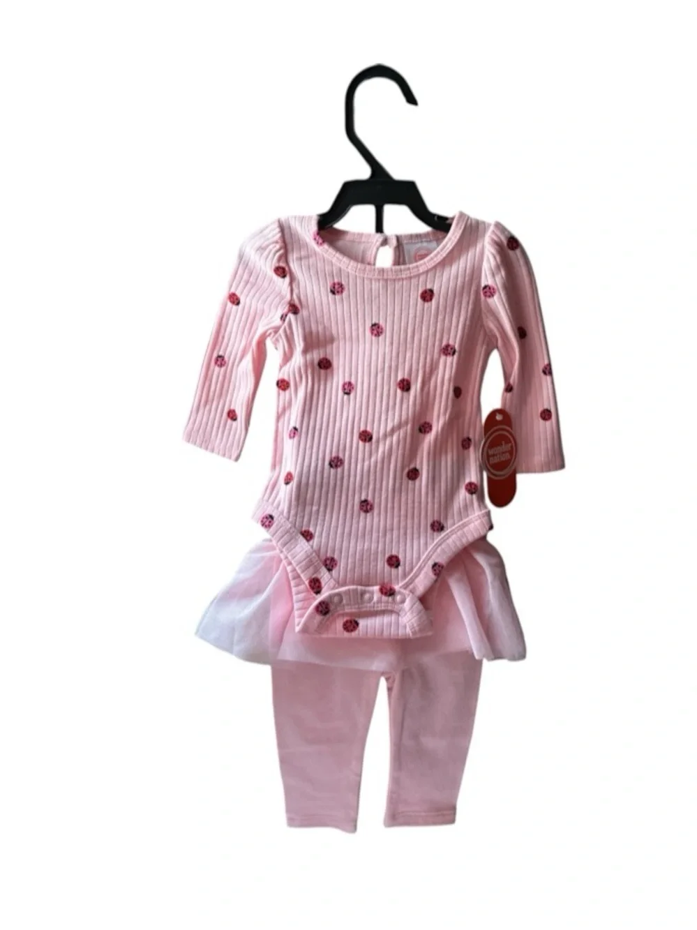 wonder nation Pink Ladybug Bodysuit And Matching Tulle Skegging Set